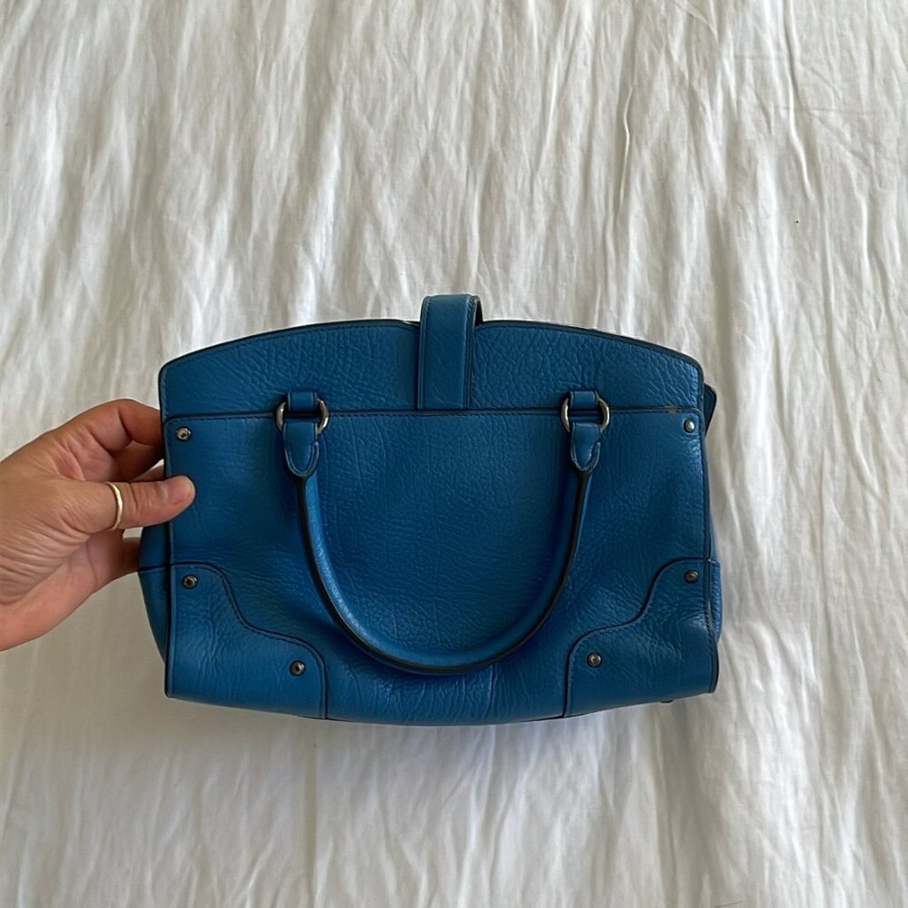 Coach Blue Mercer Leather Satchel Bag - Picture 2 of 6